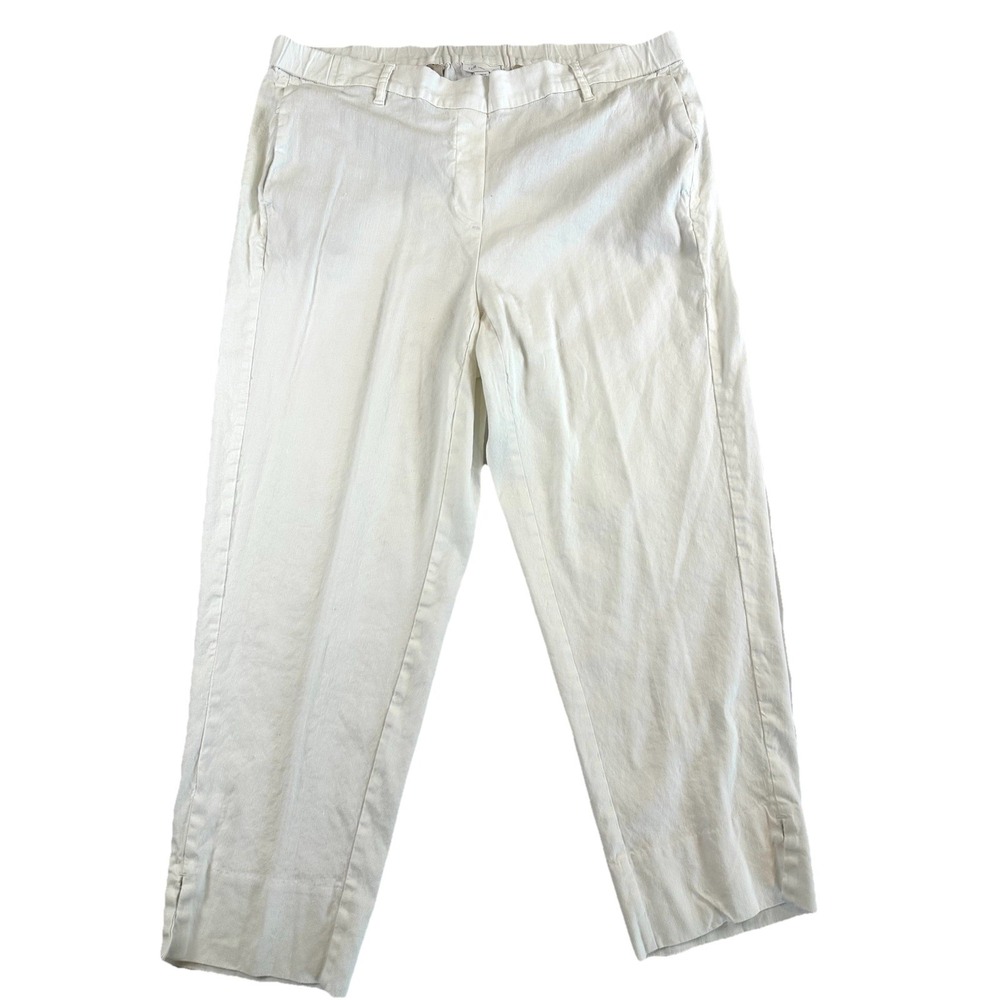 J Jill Pants Womens Ivory Linen Stretch Blend Stretch Pull On Crop Ankle Size XL - Picture 1 of 6